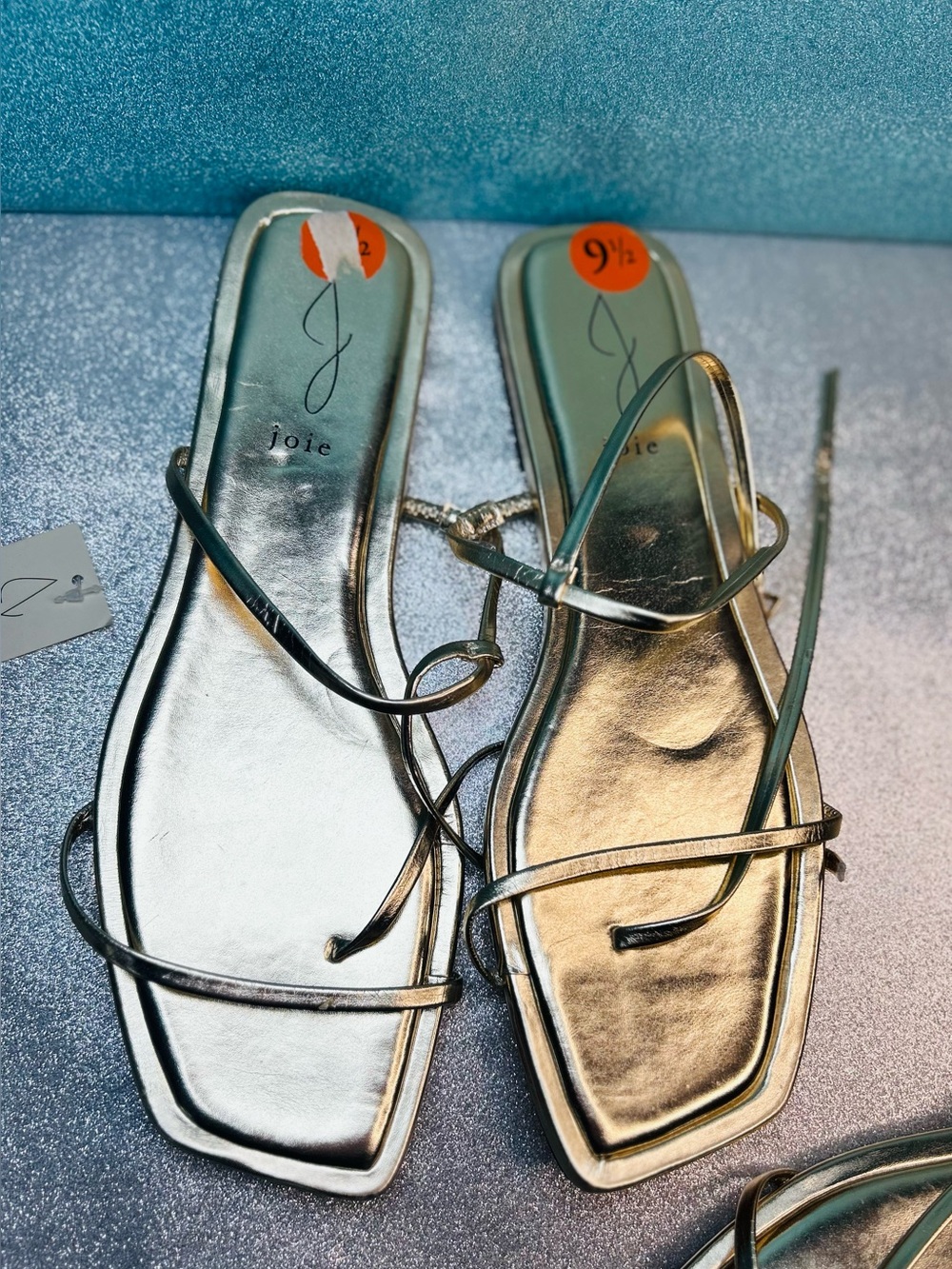 Joie Glory Gold Metallic Strappy Flat Sandals Size 9.5